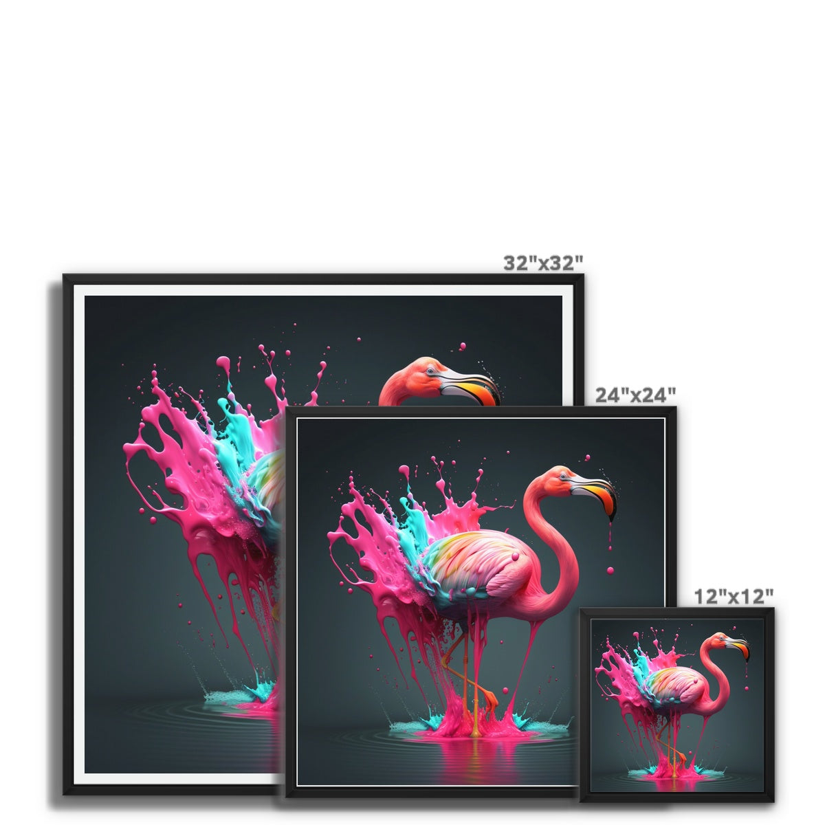 A splash of Flamingo Framed Canvas Print