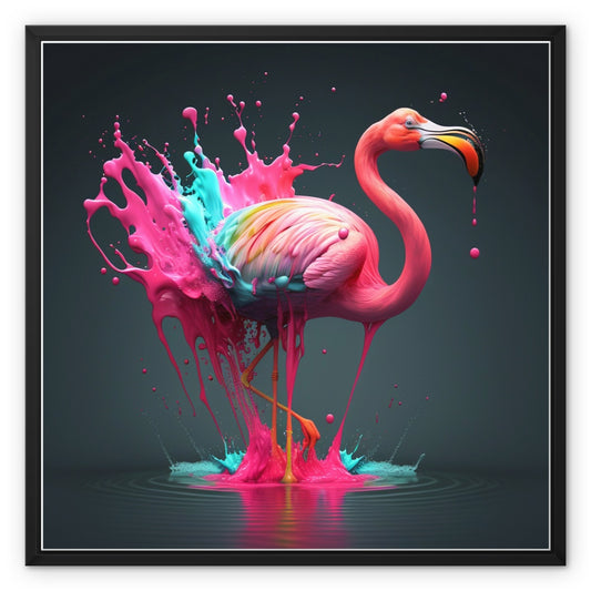 A splash of Flamingo Framed Canvas Print